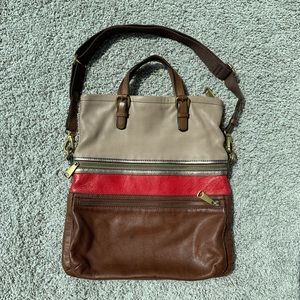 Fossil Genuine Leather Fold Over Crossbody Purse